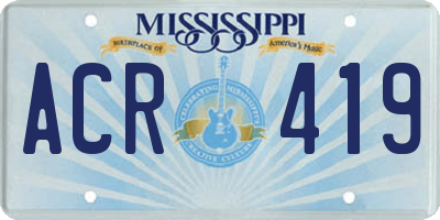 MS license plate ACR419
