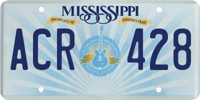 MS license plate ACR428