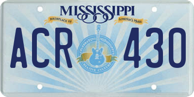 MS license plate ACR430