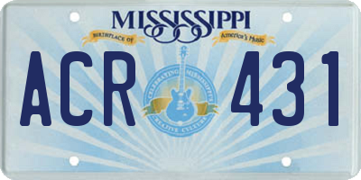 MS license plate ACR431