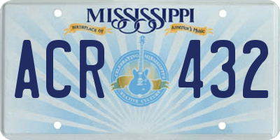 MS license plate ACR432