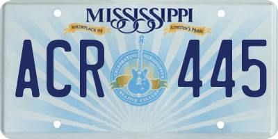 MS license plate ACR445