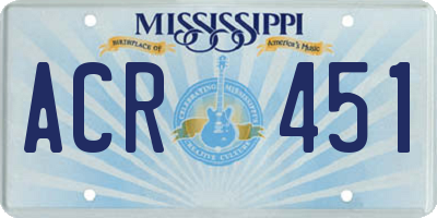 MS license plate ACR451
