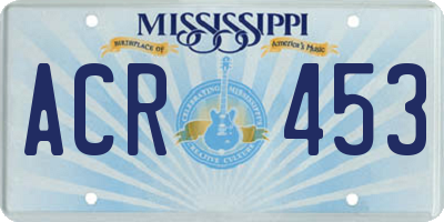 MS license plate ACR453
