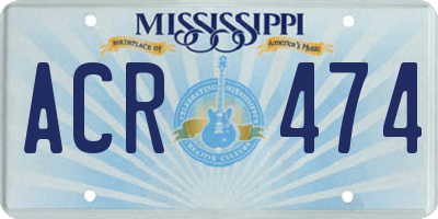 MS license plate ACR474
