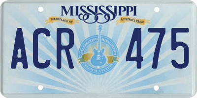 MS license plate ACR475