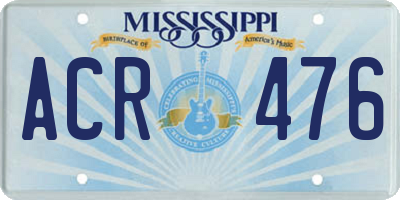 MS license plate ACR476
