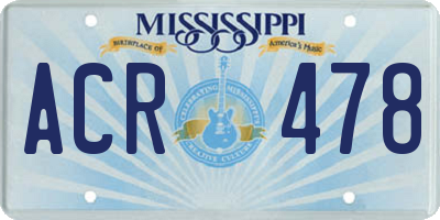 MS license plate ACR478
