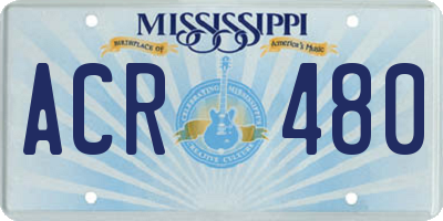 MS license plate ACR480