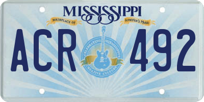 MS license plate ACR492