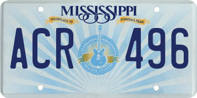 MS license plate ACR496