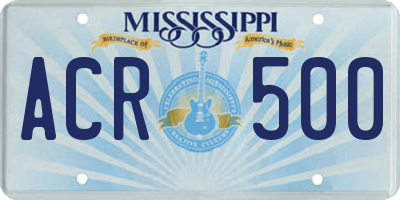 MS license plate ACR500