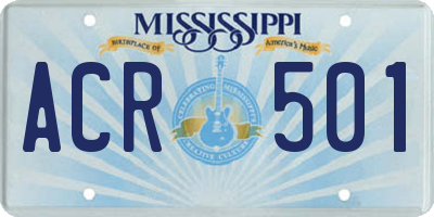 MS license plate ACR501