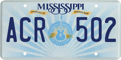 MS license plate ACR502