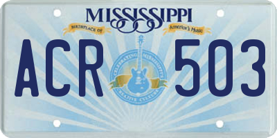 MS license plate ACR503