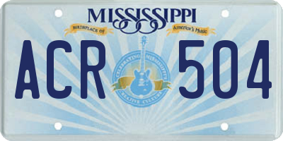 MS license plate ACR504