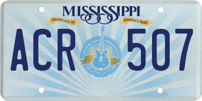 MS license plate ACR507