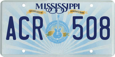 MS license plate ACR508