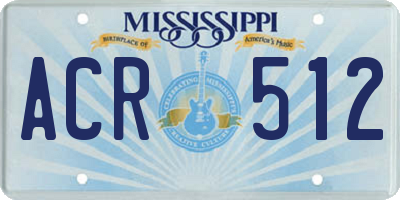 MS license plate ACR512