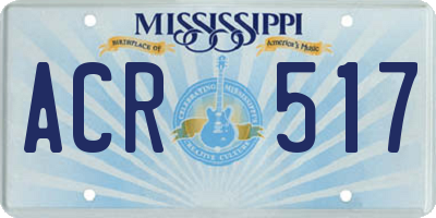 MS license plate ACR517