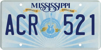 MS license plate ACR521