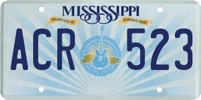 MS license plate ACR523