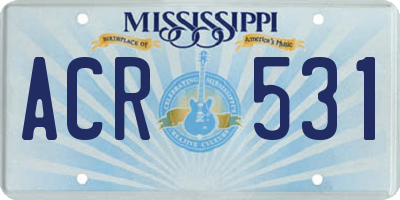 MS license plate ACR531