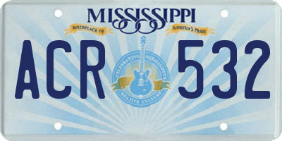 MS license plate ACR532