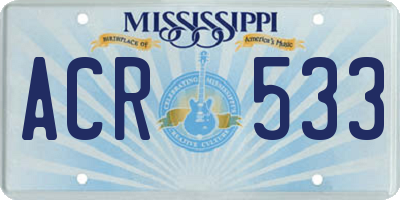 MS license plate ACR533