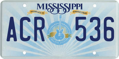 MS license plate ACR536