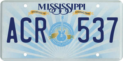 MS license plate ACR537
