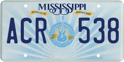 MS license plate ACR538