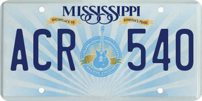 MS license plate ACR540
