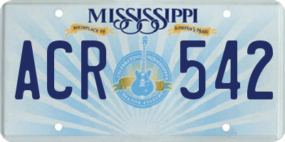 MS license plate ACR542