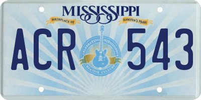 MS license plate ACR543