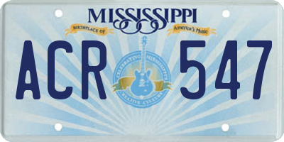 MS license plate ACR547