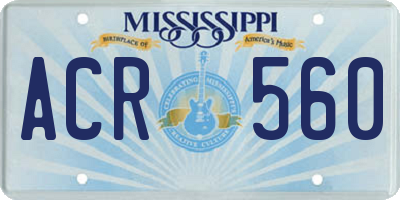MS license plate ACR560