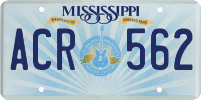 MS license plate ACR562