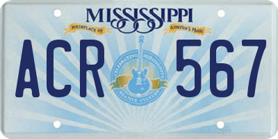 MS license plate ACR567
