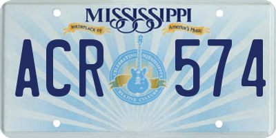 MS license plate ACR574