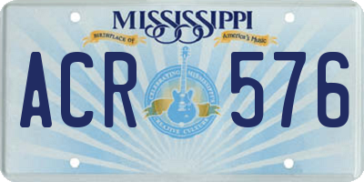 MS license plate ACR576