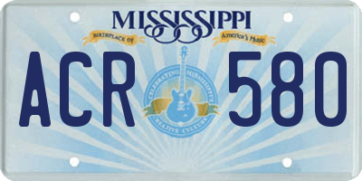 MS license plate ACR580