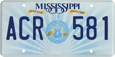 MS license plate ACR581