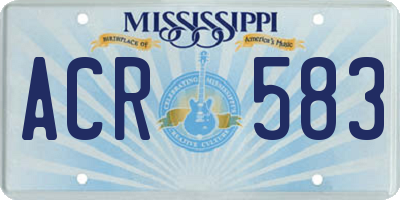 MS license plate ACR583