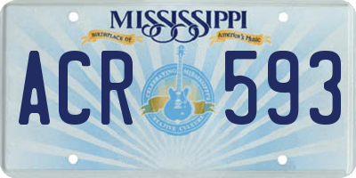 MS license plate ACR593