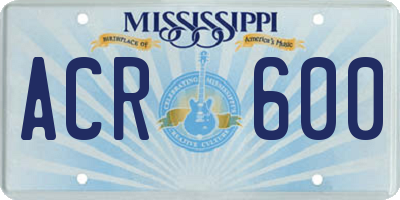 MS license plate ACR600