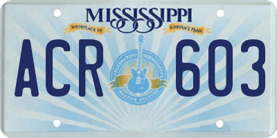 MS license plate ACR603