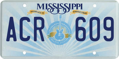 MS license plate ACR609