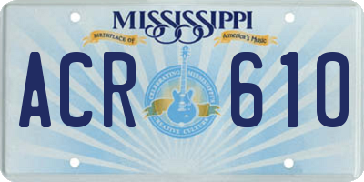 MS license plate ACR610