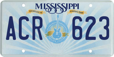 MS license plate ACR623
